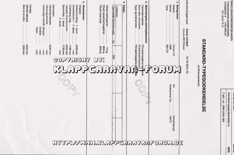 Camp-let Safir Technische Daten