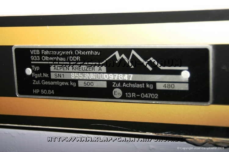 Alpenkreuzer Typenschild